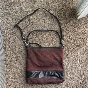 Coach Burgundy and Black Crossbody Bag